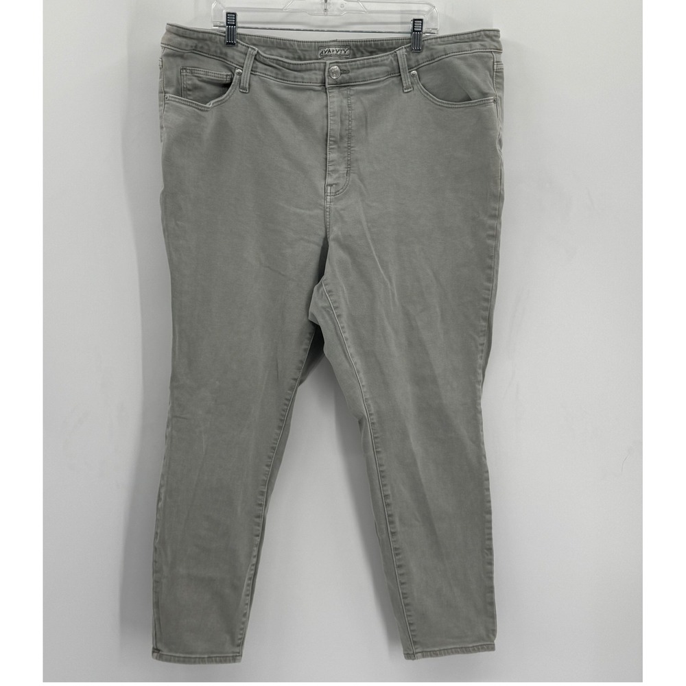 Ava & Viv Women Size 22W Skinny Jeans Gray Green Hue High Rise Stretch Pants